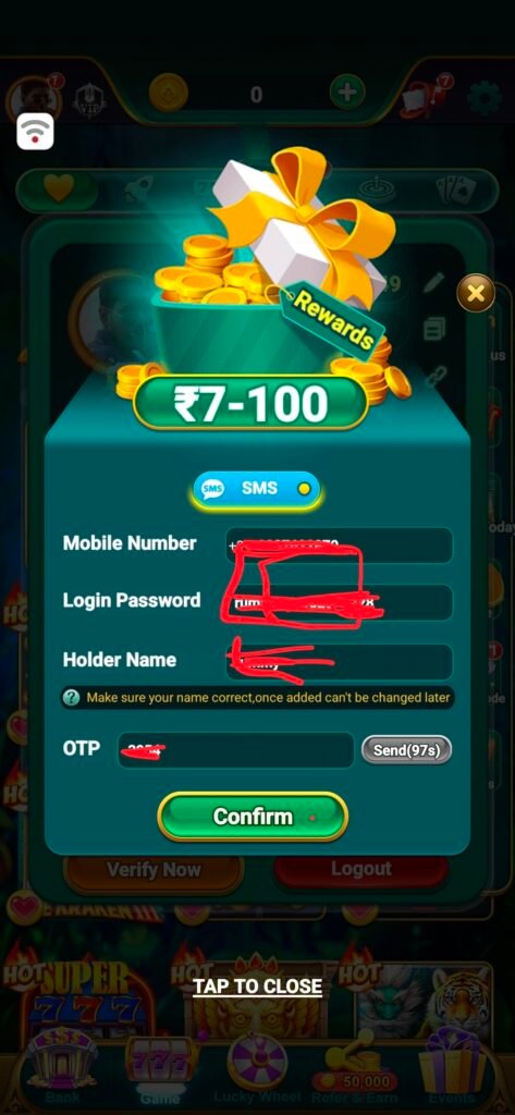 Rummy91 – Download Bonus ₹20 to ₹600 4 Login interface of Rummy91